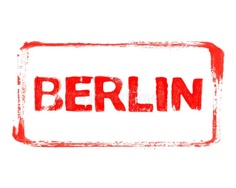 Red stencil frame with grunge text german city Berlin royalty free illustration