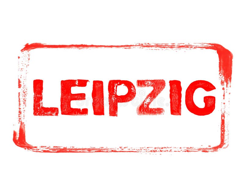 Red stencil frame with grunge text german city Leipzig vector illustration