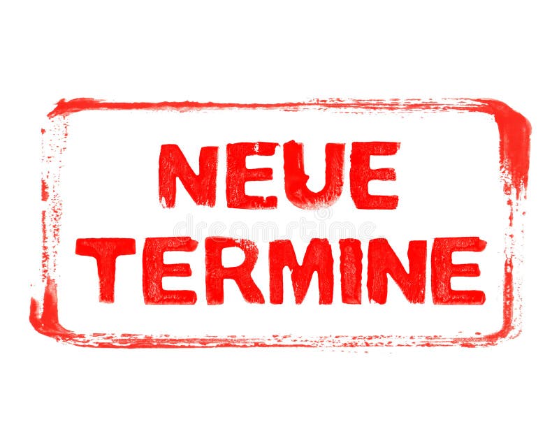 Red stencil frame with grunge text in german language: New Appointments royalty free illustration