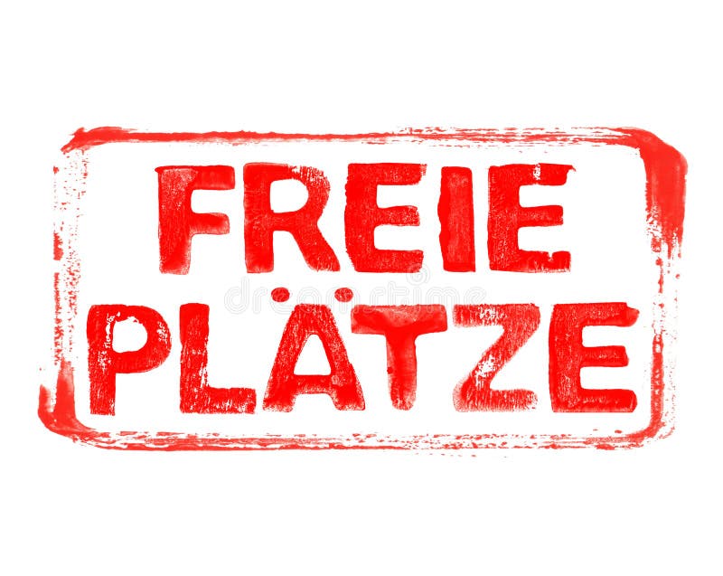 Red stencil frame with grunge text in german language: Seats Availabe vector illustration