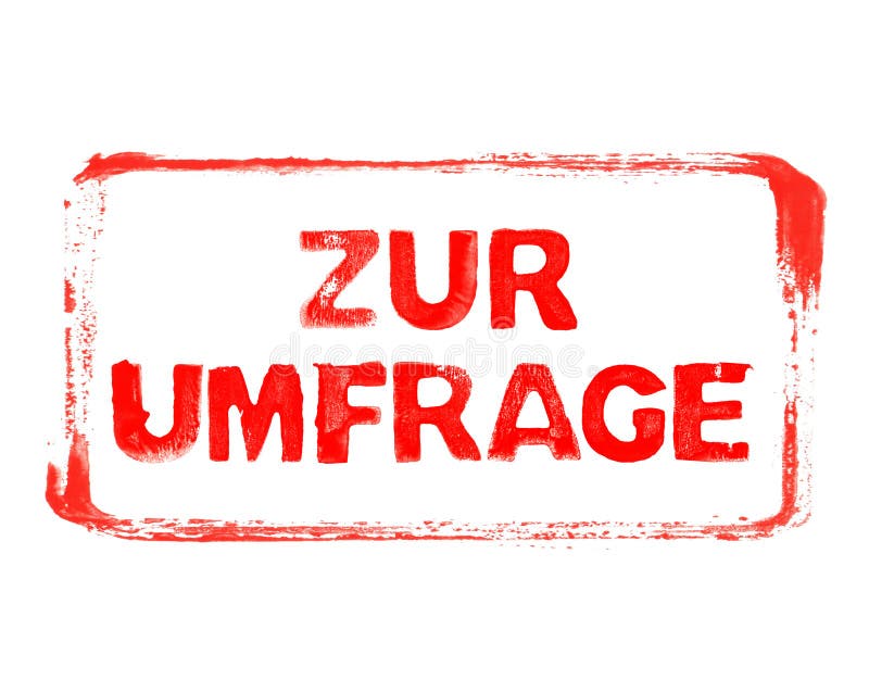 Red stencil frame with grunge text in german language: To Survey stock illustration