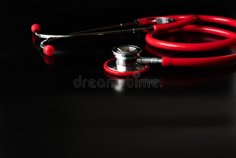Red Stethoscope on Black Background. Healthcare and Medicine Concept Stock  Image - Image of concept, doctor: 129730901