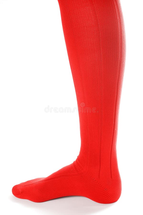 Red stocking over white