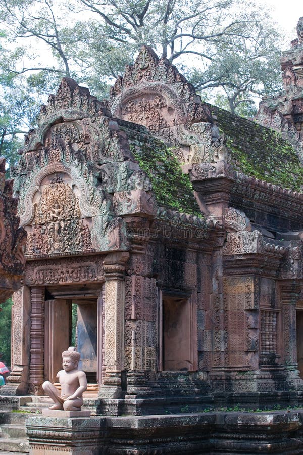 Red Stone carving of the Banteay Srei Temple