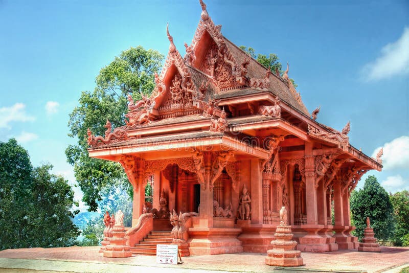 Red stone temple on the Island of koh Samui