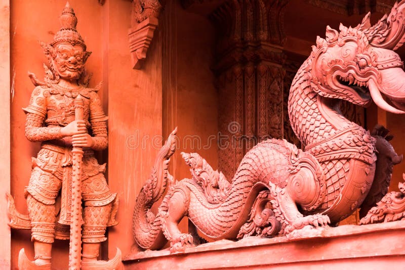 Red stone Wat Sila Ngu temple, Koh Samui, Thailand