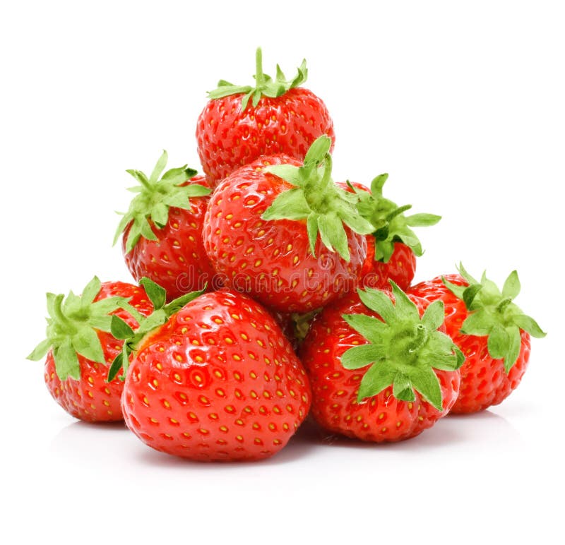 Red strawberry fruits isolated on white