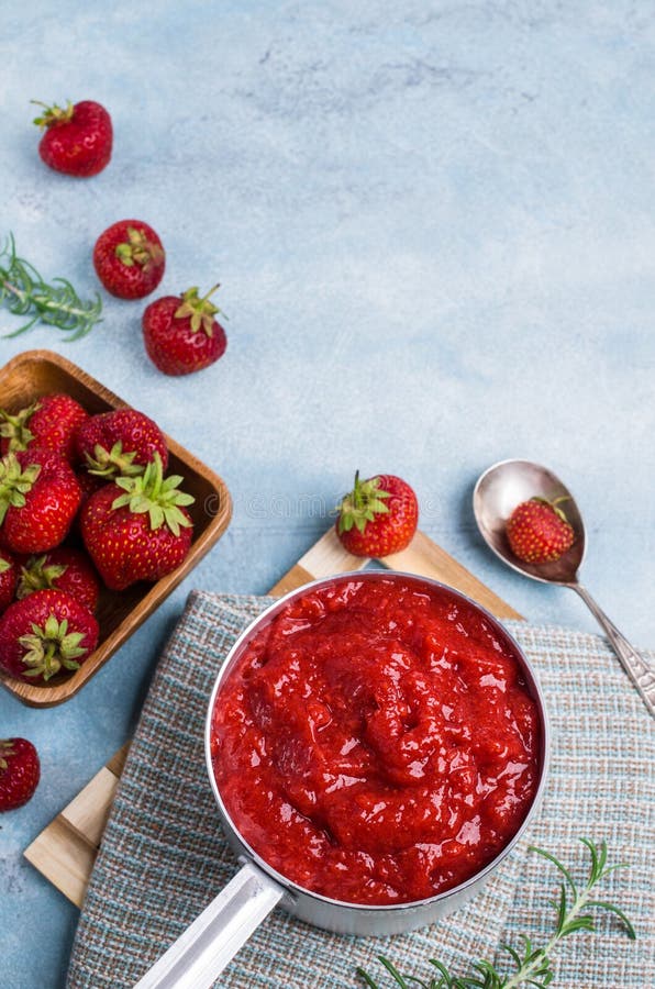 Red strawberry jam stock image. Image of mash, natural - 121387251