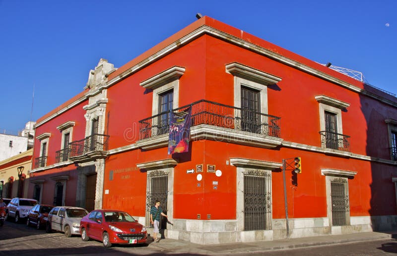 Red Street Corner Oaxaca, Mexico royalty free stock photography Red Street Corner Oaxaca, Mexico royalty free stock photography