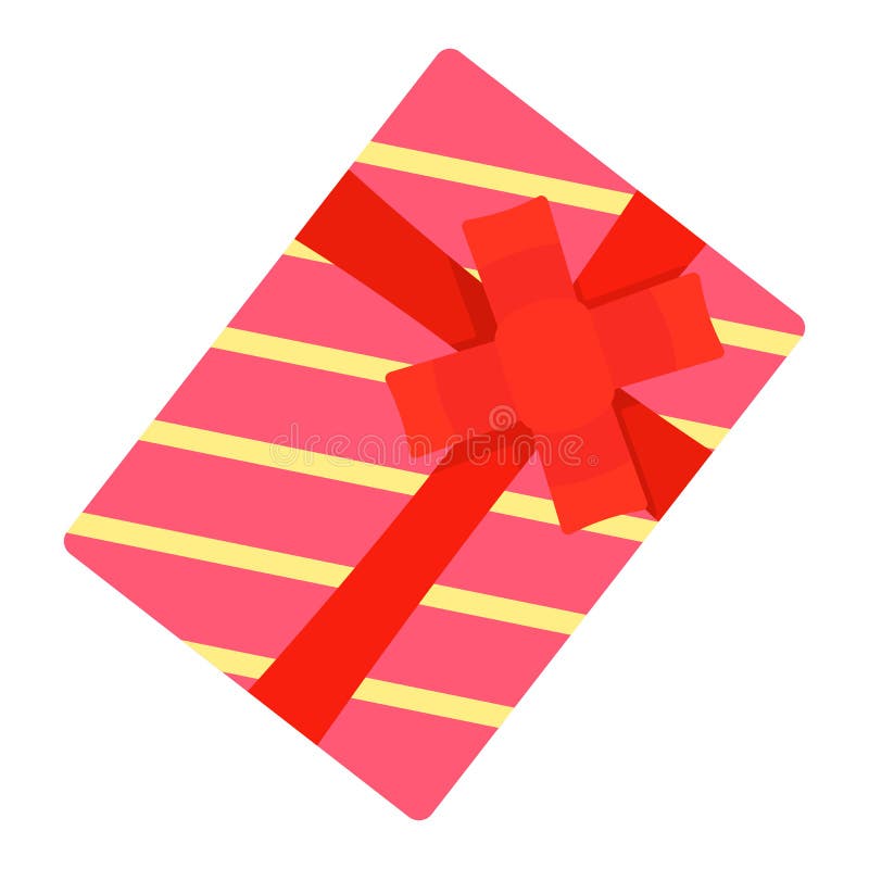Red Striped Gift Box Icon, Flat Style Stock Vector - Illustration of ...