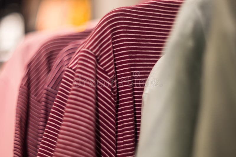 Red Striped T-shirts on the Hanger in Mall Stock Photo - Image of ...