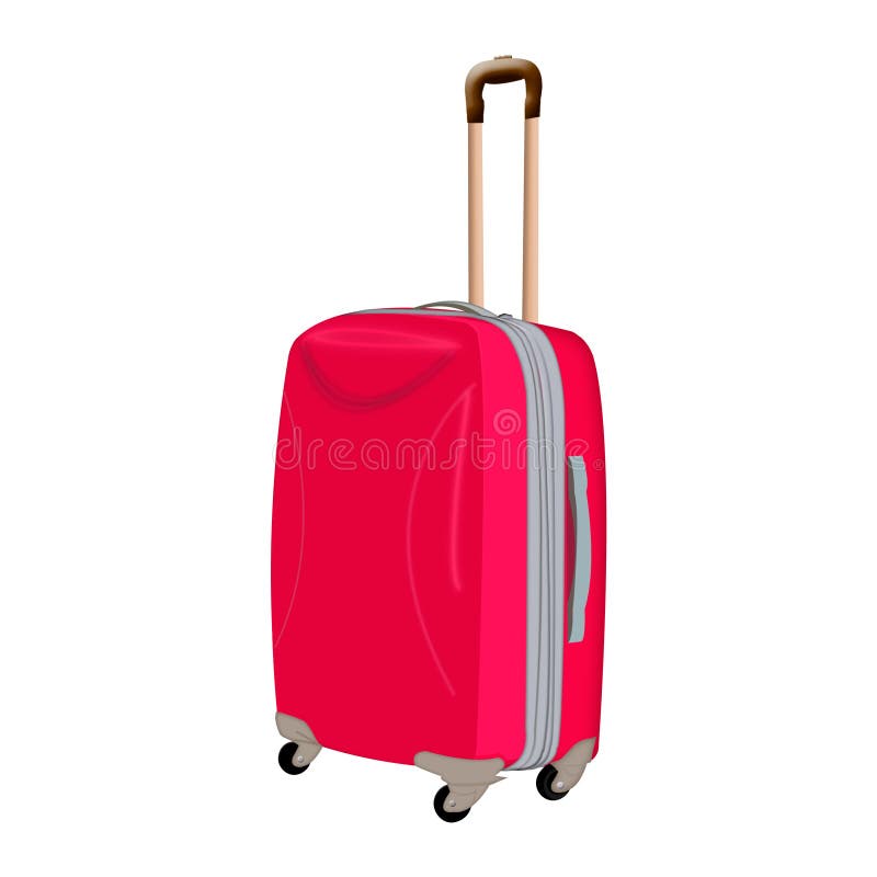Red Suitcase on Wheels. a Suitcase with a Handle. the Icon with a