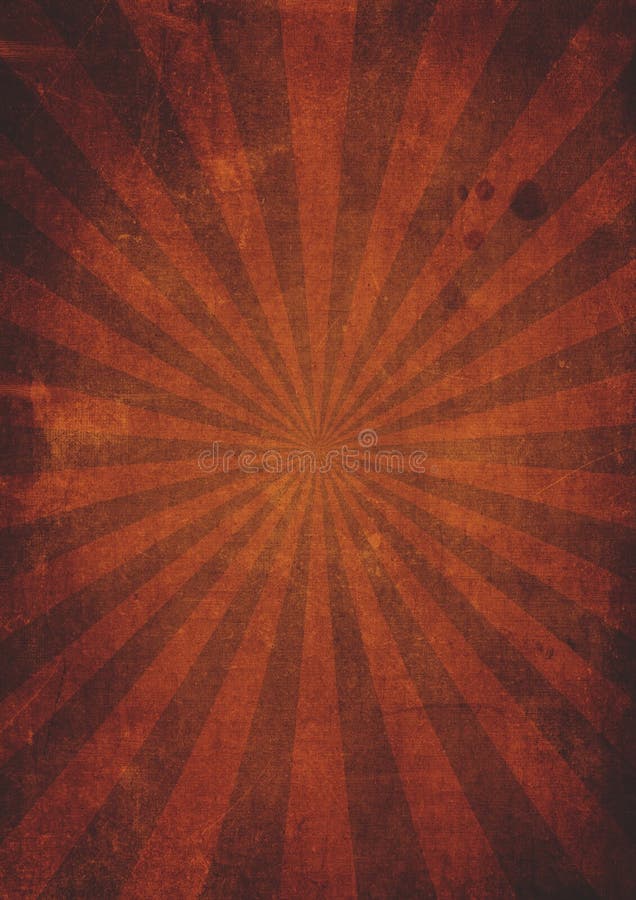 A red sunburst effect grunge textured background with aged paper effect stock illustration A red sunburst effect grunge textured background with aged paper effect stock illustration