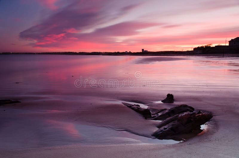 Red sunset at Blyth beach