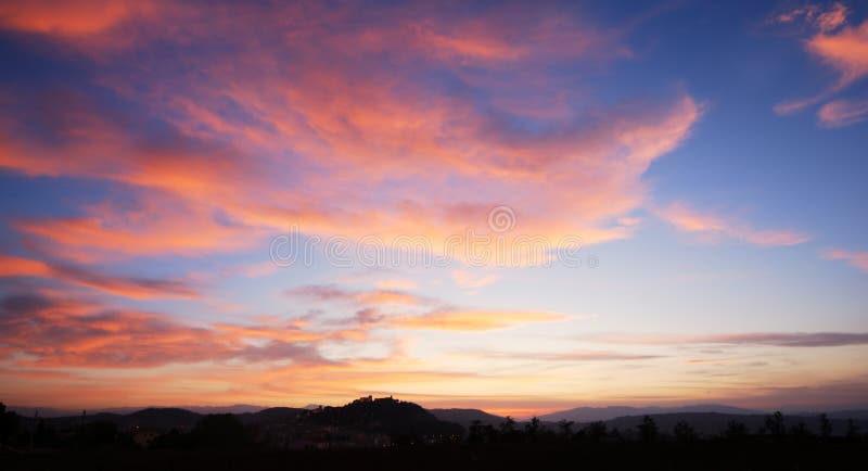 Red sunset clouds