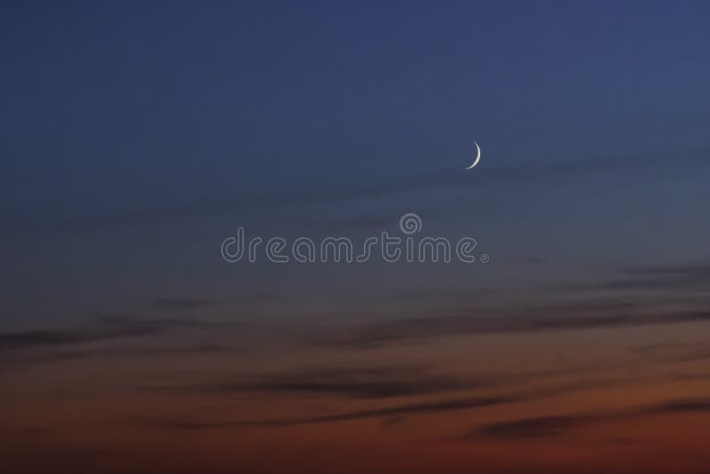 Red sunset and moon background. Against of clouds. Beautiful sky, pink clouds. royalty free stock photos Red sunset and moon background. Against of clouds. Beautiful sky, pink clouds. royalty free stock photos