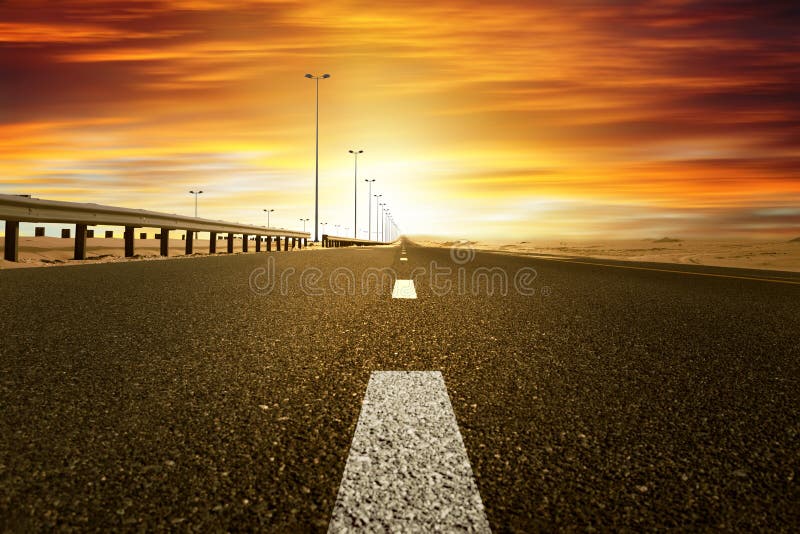 Red sunset over road royalty free stock photos Red sunset over road royalty free stock photos
