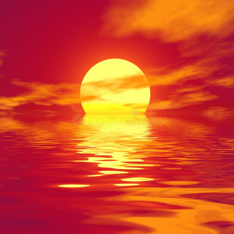 Red sunset. Soft colors.