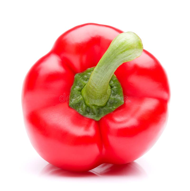 Red sweet bell pepper isolated on white background cutout