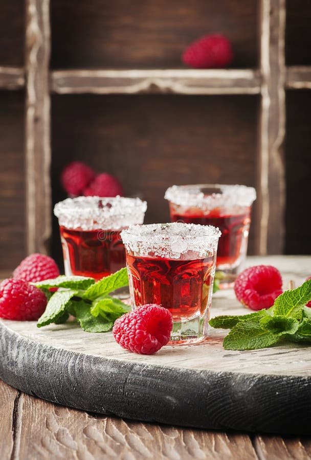Red Sweet Cocktail with Mint and Raspberry Stock Photo Image of cold