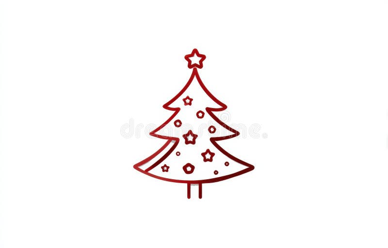 A red swirl and star Christmas tree on a white background stock illustration