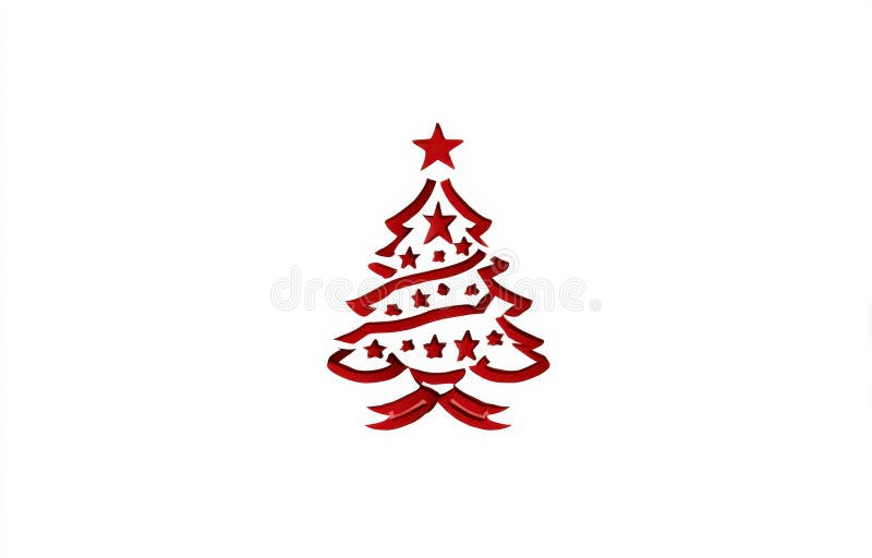 A red swirl and star Christmas tree on a white background vector illustration