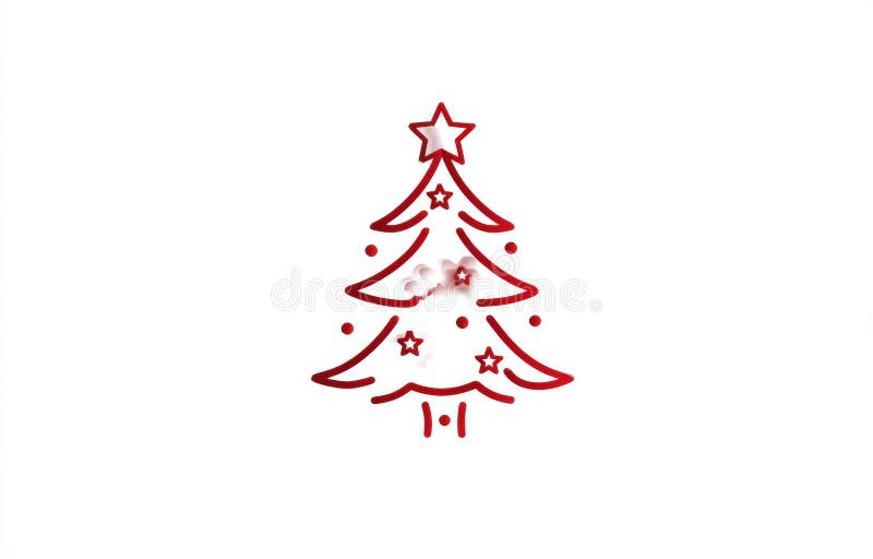 A red swirl and star Christmas tree on a white background royalty free illustration