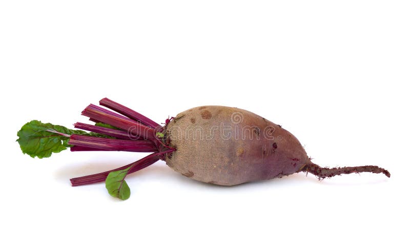 Red table beet  with leafs on white background