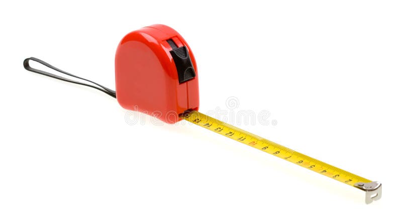 Red tape measure isolated on white