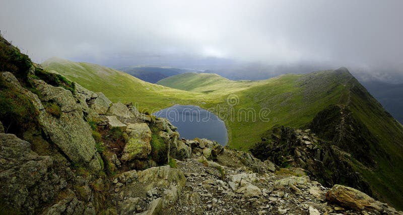 Sunllight on Birkhouse Moor from Striding Edge. Sunllight on Birkhouse Moor from Striding Edge