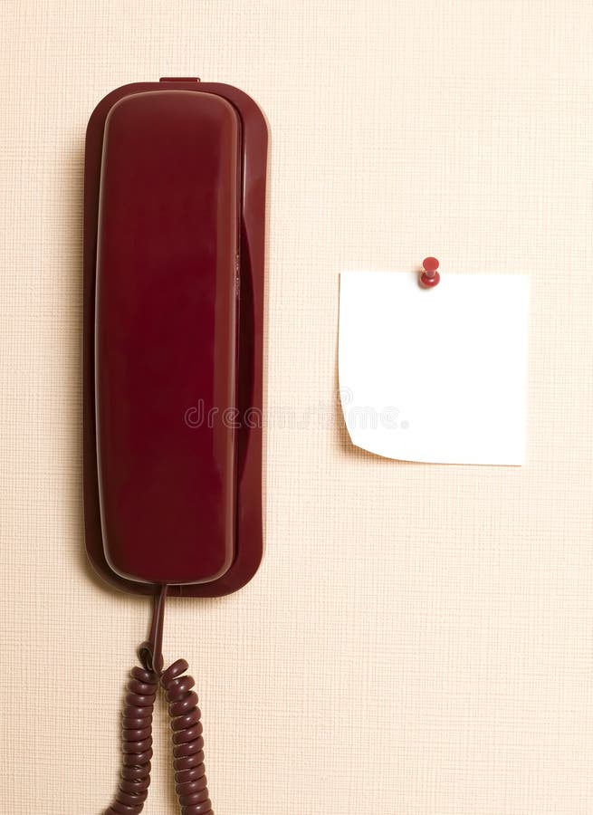 Red Telephone with Paper for Notes Stock Image Image of phone, empty