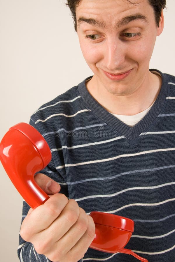 Red telephone receiver