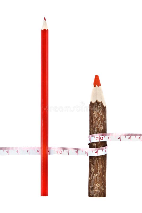 Red thick and thin pencils with ruler