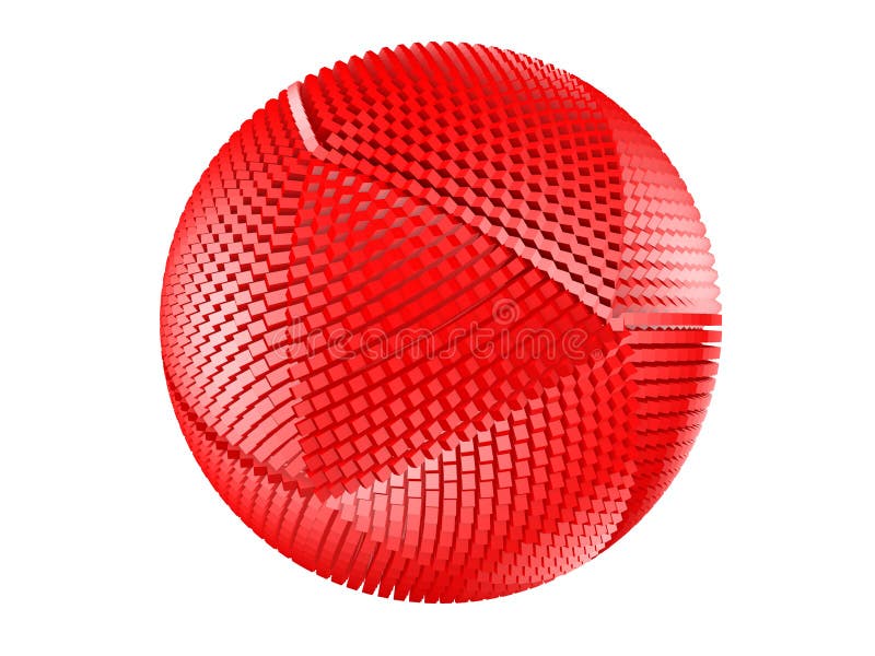 Red thorny textured sphere isolated on white.