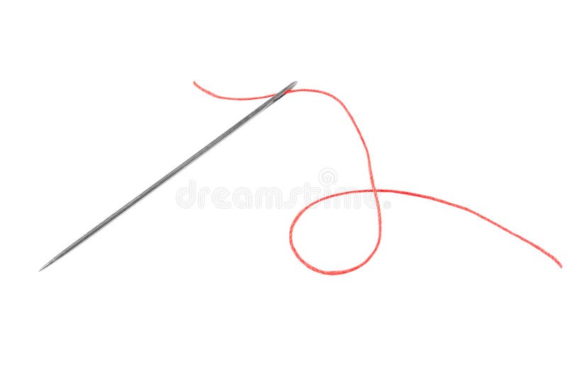 Red thread and needle stock illustration. Illustration of cutout ...