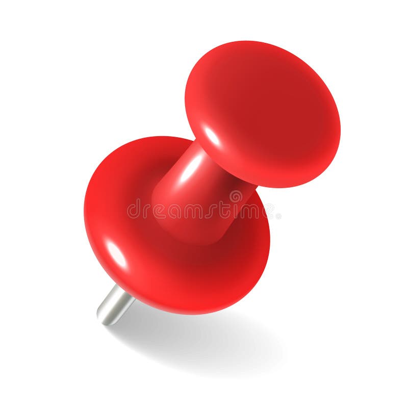 Red Thumbtack. Round Metal Pushpin For Attach Memo And Pinned Documents  Isolated Vector Pin Stock Vector - Illustration Of Colorful, Button:  161714018