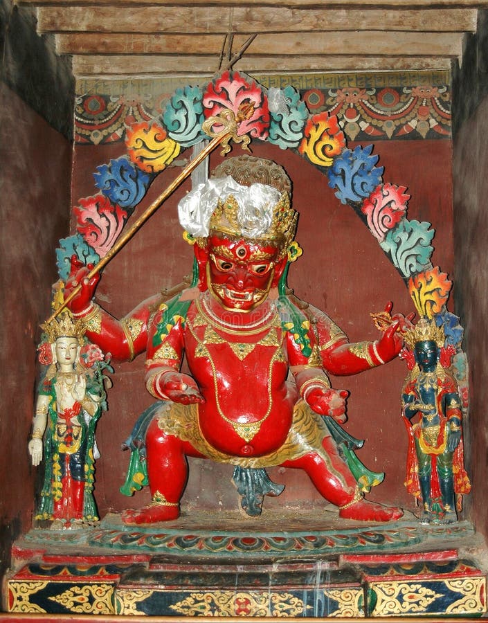 Red Tibetan Deity Statue in a Monastery Stock Image Image of ancient