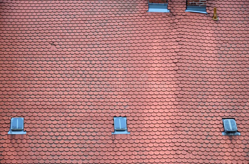 Tile Roof with Windows of an Old Brick House Stock Photo Image of
