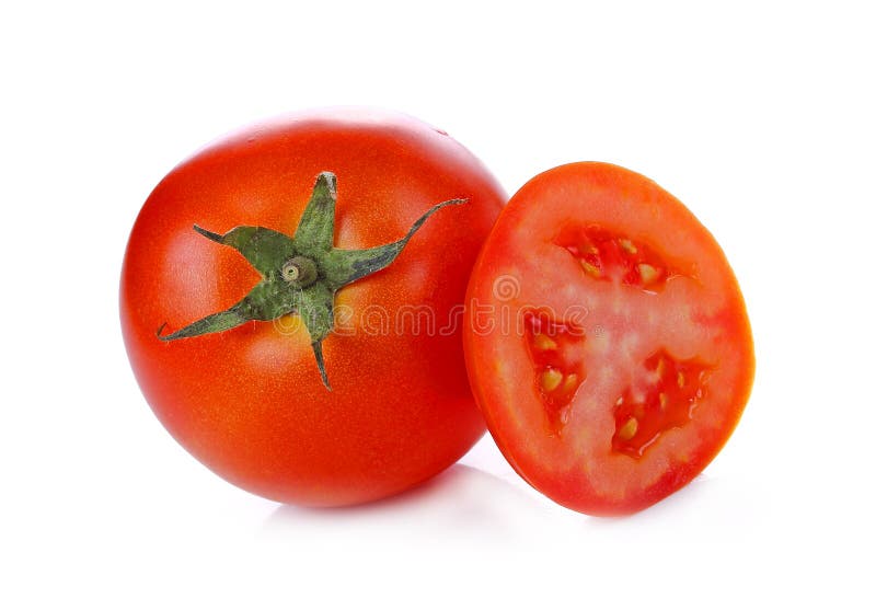 Red tomato vegetable isolated on white background