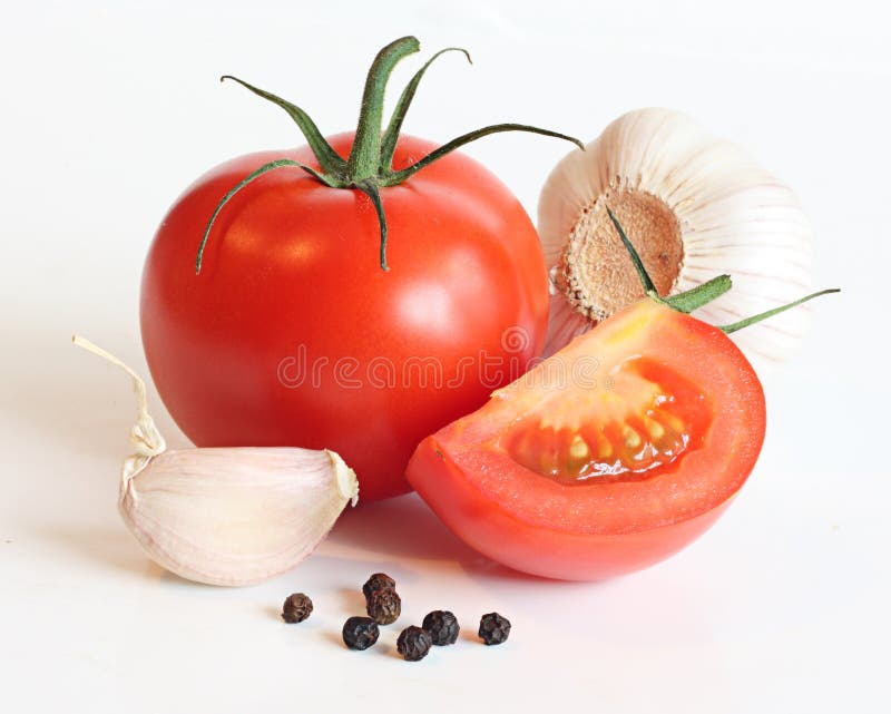 Red tomatos , garlic and pepper