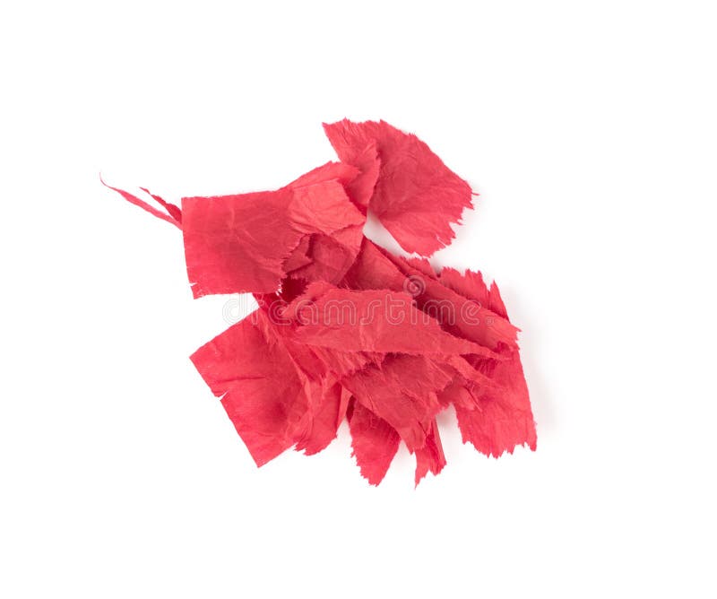 Red Torn Tissue Paper Strips Isolated White Background Small Pieces Stock  Photo by ©Oksana6299956 412526830