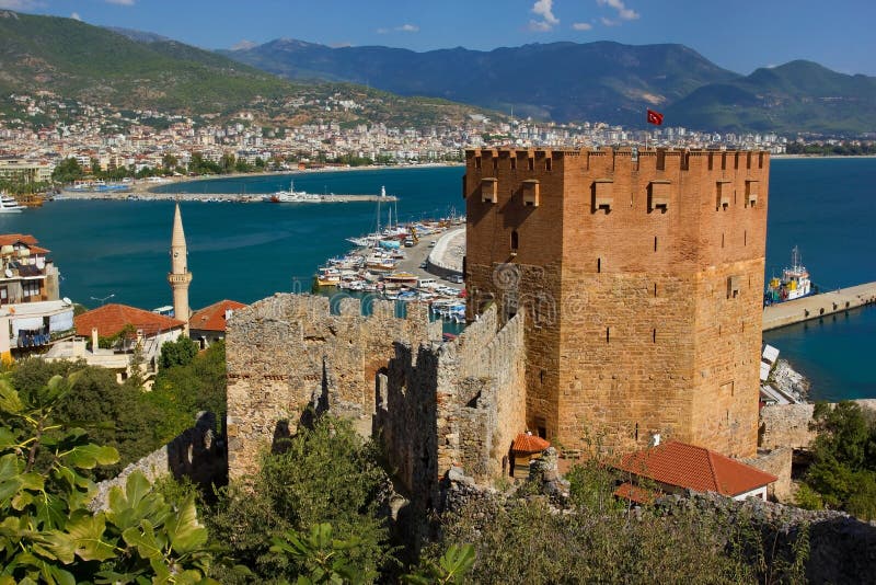 Turkish Flag over Alanya stock image. Image of religion - 13112339