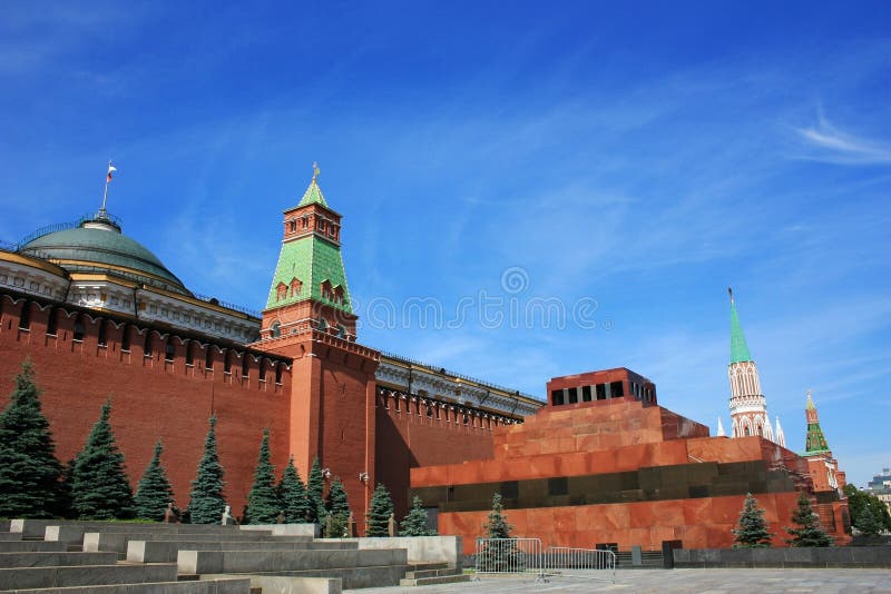 Red towers and walls of the Moscow Kremlin