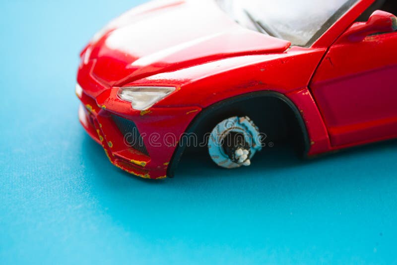 Red Toy Car without a Wheel Stock Photo Image of automobile, lifting 216983094