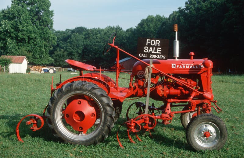 Red Tractor with for Sale Sign Editorial Stock Image Image of states