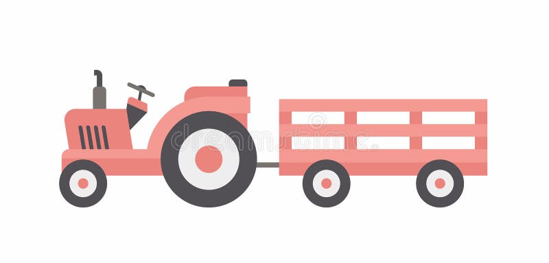 Funny Cartoon Red Tractor With Big Wheels On White Background Hand Drawn  Vector Illustration Stock Illustration - Download Image Now - iStock