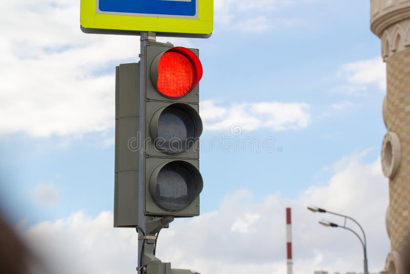Red Traffic Light in the City Street Stock Photo Image of cross