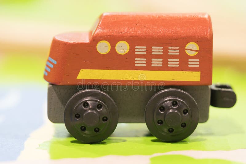 Red train Wooden toy - Toys for kids Play set Educational toys f stock photos Red train Wooden toy - Toys for kids Play set Educational toys f stock photos