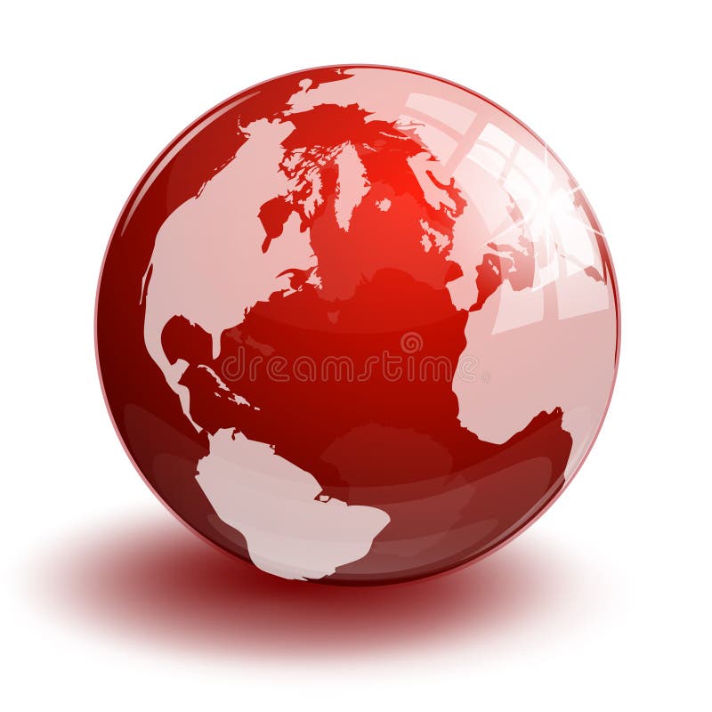 Red Transparent Earth Globe a White Stock Vector - Illustration of globus, 167983829