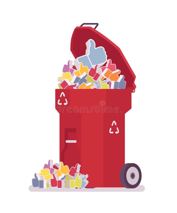 Red trash bin with likes stock illustration Red trash bin with likes stock illustration